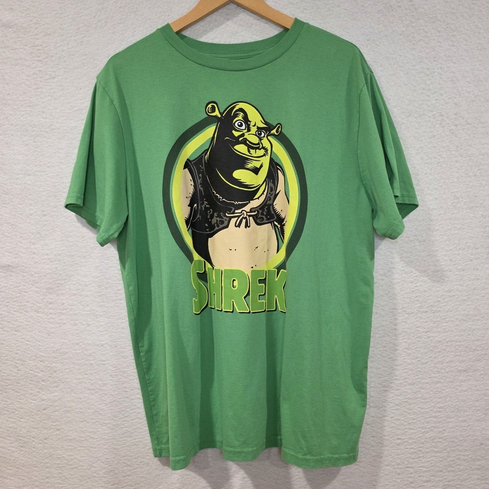 Dreamworks Shrek T-Shirt Men's XL Short Sleeve Crew Neck Green & Black